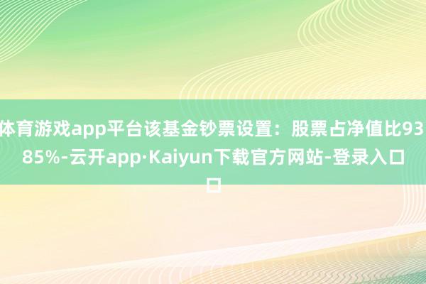 体育游戏app平台该基金钞票设置：股票占净值比93.85%-云开app·Kaiyun下载官方网站-登